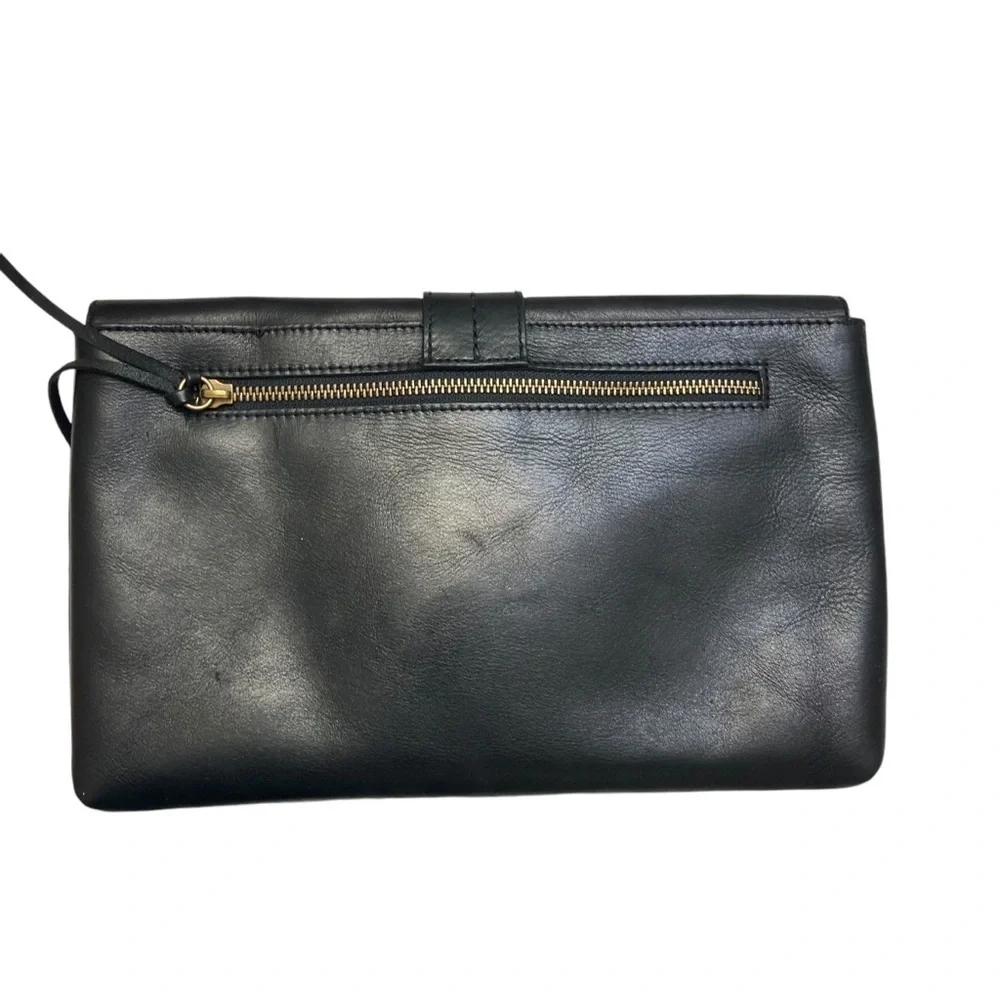 Madewell black leather clutch bag